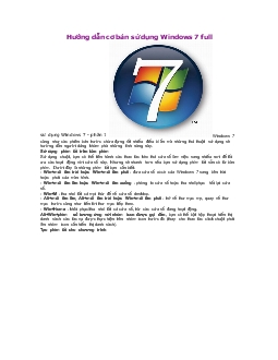 Hướng dẫn cơ bản sử dụng Windows 7 full