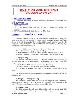 Bài thực hành Cấu trúc máy tính - Bài 3: Phân vùng, định dạng đĩa cứng và cài đặt