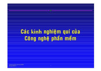 Các kinh nghiệm quí của công nghệ phần mềm