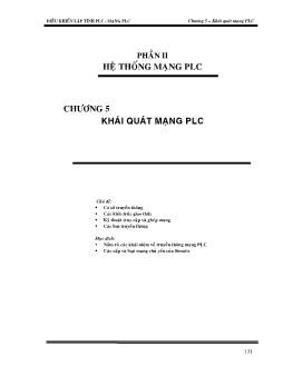 Điều khiển lập trình PLC - Phần 2 - Chương 5: Khái quát mạng PLC