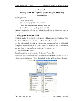 Hướng dẫn lập trình VB.NET - Chương 10: Sử dụng các Module (đơn thể) và thủ tục (PROCEDURE)