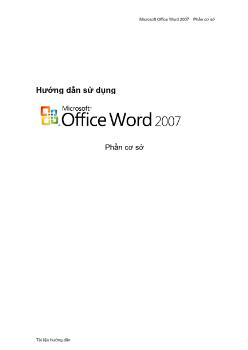 Hướng dẫn sử dụng Microsoft Office Word 2007 - Phần cơ sở