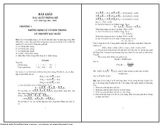 Bài giải Xác suất thống kê - Chương 1: Những định lý cơ bản trong lý thuyết xác suất
