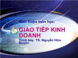 Bài giảng Giao tiếp kinh doanh