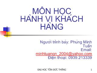 Bài giảng Hành vi khách hàng