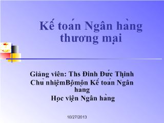 Bài giảng Kế toán ngân hàng thương mại