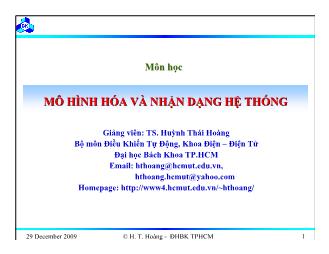 Bài giảng Mô hình hóa và nhận dạng hệ thống