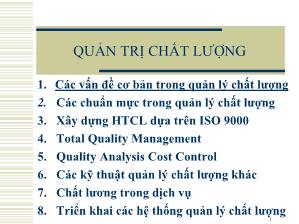 Bài giảng Quản trị chất lượng