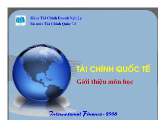 Bài giảng Tài chính Quốc tế