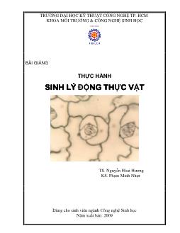 Bài giảng Thực hành sinh lý động thực vật