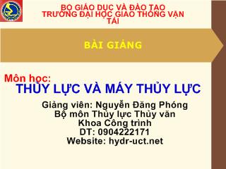 Bài giảng Thủy lực và máy thủy lực