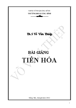 Bài giảng Tiến hóa