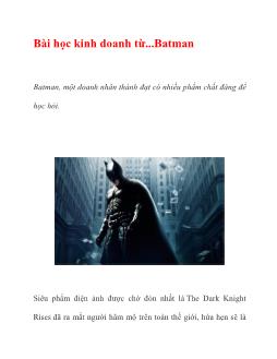 Bài học kinh doanh từ Batman