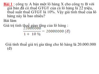 Bài tập môn thuế Thuế giá trị gia tăng