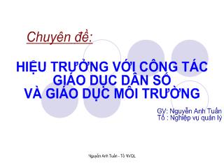 Chuyên đề Hiệu trưởng với công tác giáo dục dân số và giáo dục môi trường