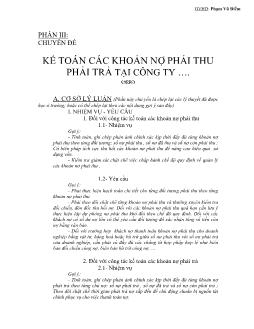 Chuyên đề Kế toán các khoản nợ phải thu phải trả tại công ty