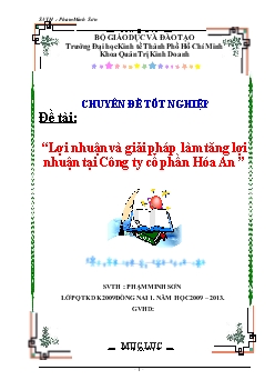 Chuyên đề Lợi nhuận và giải pháp làm tăng lợi nhuận tại công ty cổ phần Hóa An