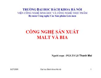 Công nghệ sản xuất Malt và bia