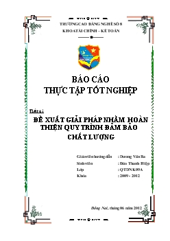Đề tài Đề xuất giải pháp nhằm hoàn thiện quy trình đảm bảo chất lượng