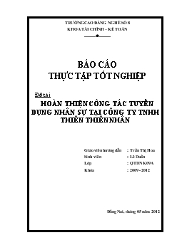 Đề tài Hoàn thiện công tác tuyển dụng nhân sự tại công ty TNHH Thiên Thiên Nhân