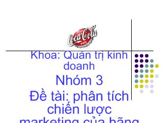 Đề tài Phân tích chiến lược Marketing của hãng CocaCola