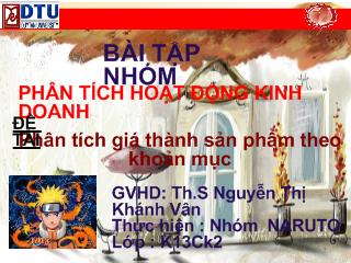 Đề tài Phân tích giá thành sản phẩm theo khoản mục