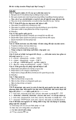 Đề thi và đáp án môn Pháp Luật Đại cương