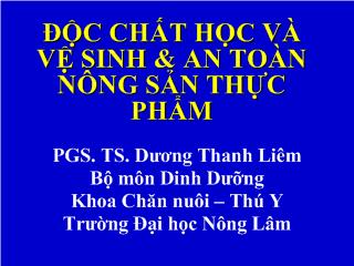 Độc chất học và vệ sinh an toàn nông sản thực phẩm