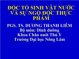 Độc tố sinh vật nước và sự ngộ độc thực phẩm