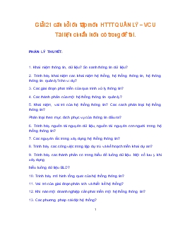 Giải 21 câu hỏi ôn tập môn hệ thống thông tin quản lý - VCU