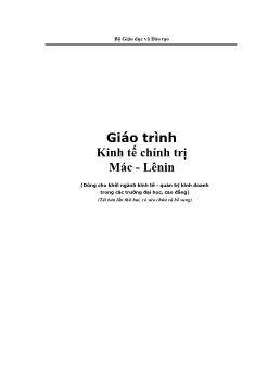 Giáo trình Kinh tế chính trị Mác - Lênin (Dùng cho khối ngành Kinh tế - Quản trị kinh doanh trong các trường Đại học, Cao đẳng)