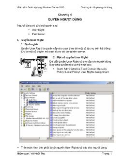 Giáo trình Quản trị mạng Windows Server 2003 - Chương 4: Quyền người dùng