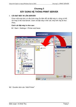 Giáo trình Quản trị mạng Windows Server 2003 - Chương 5: Xây dựng hệ thống Print Server