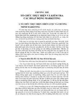 Giáo trình quản trị Marketing - Chương 13: Tổ chức thực hiện và kiểm tra các hoạt động Marketing