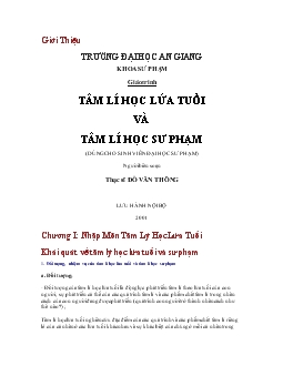 Giáo trình Tâm lí học lứa tuổi và tâm lí học sư phạm (Dùng cho sinh viên Đại học sư phạm)