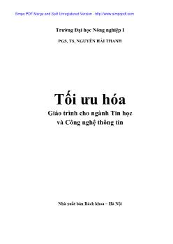 Giáo trình Tối ưu hóa