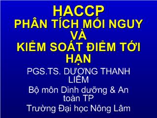HACCP phân tích mối nguy và kiểm soát điểm tới hạn