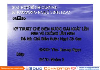 Kỹ thuật chế biến nước giải khát lên men và không lên men - Chế biến nước ngọt có gas