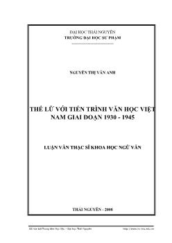 Luận văn Thế Lữ với tiến trình văn học Việt Nam giai đoạn 1930-1945