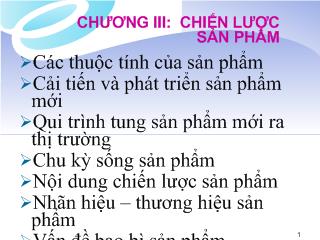 Marketing căn bản - Chương 3: Chiến lược sản phẩm