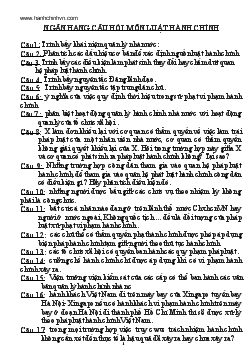 Ngân hàng câu hỏi môn luật hành chính