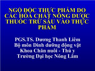 Ngộ độc thực phẩm do các hóa chất nông dược thuốc trừ sâu vào thực phẩm
