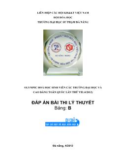 Olympic Hóa học sinh viên các trường Đại học và Cao đẳng toàn quốc lần thứ VII - Đáp án bài thi lý thuyết Bảng B