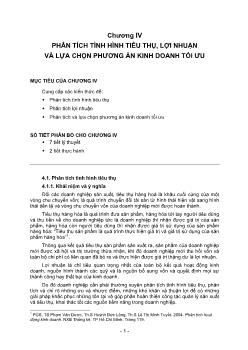 Phân tích tình hình tiêu thụ, lợi nhuận và lựa chọn phương án kinh doanh tối ưu