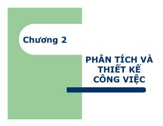 Phân tích và thiết kế công việc