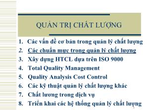 Quản trị chất lượng - Bài 2: Các chuẩn mực trong quản lý chất lượng