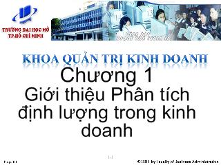 Quản trị kinh doanh - Chương 1: Giới thiệu phân tích định lượng trong kinh doanh