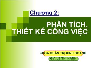 Quản trị kinh doanh - Chương 2: Phân tích, thiết kế công việc