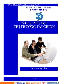 Tài liệu môn học Thị trường tài chính