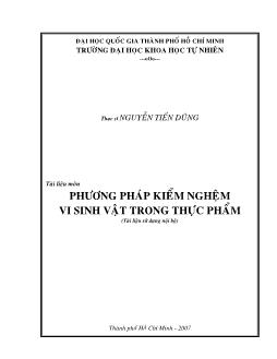 Tài liệu môn Phương pháp kiểm nghiệm vi sinh vật trong thực phẩm